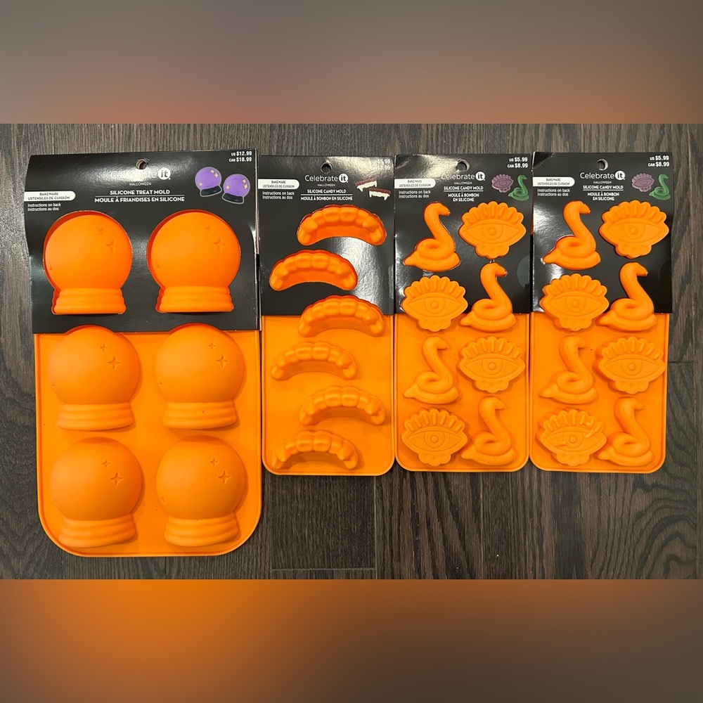 Halloween Bright Orange Silicone Molds NWT